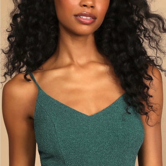 Lulus Glad You Came Green Glitter Tulip Mini Bodycon Dress - Picture 5 of 5